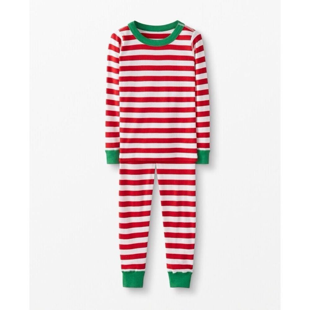 Hanna Andersson Organic Cotton Christmas Pajama Set Red Stripe Size 4 Unisex EUC